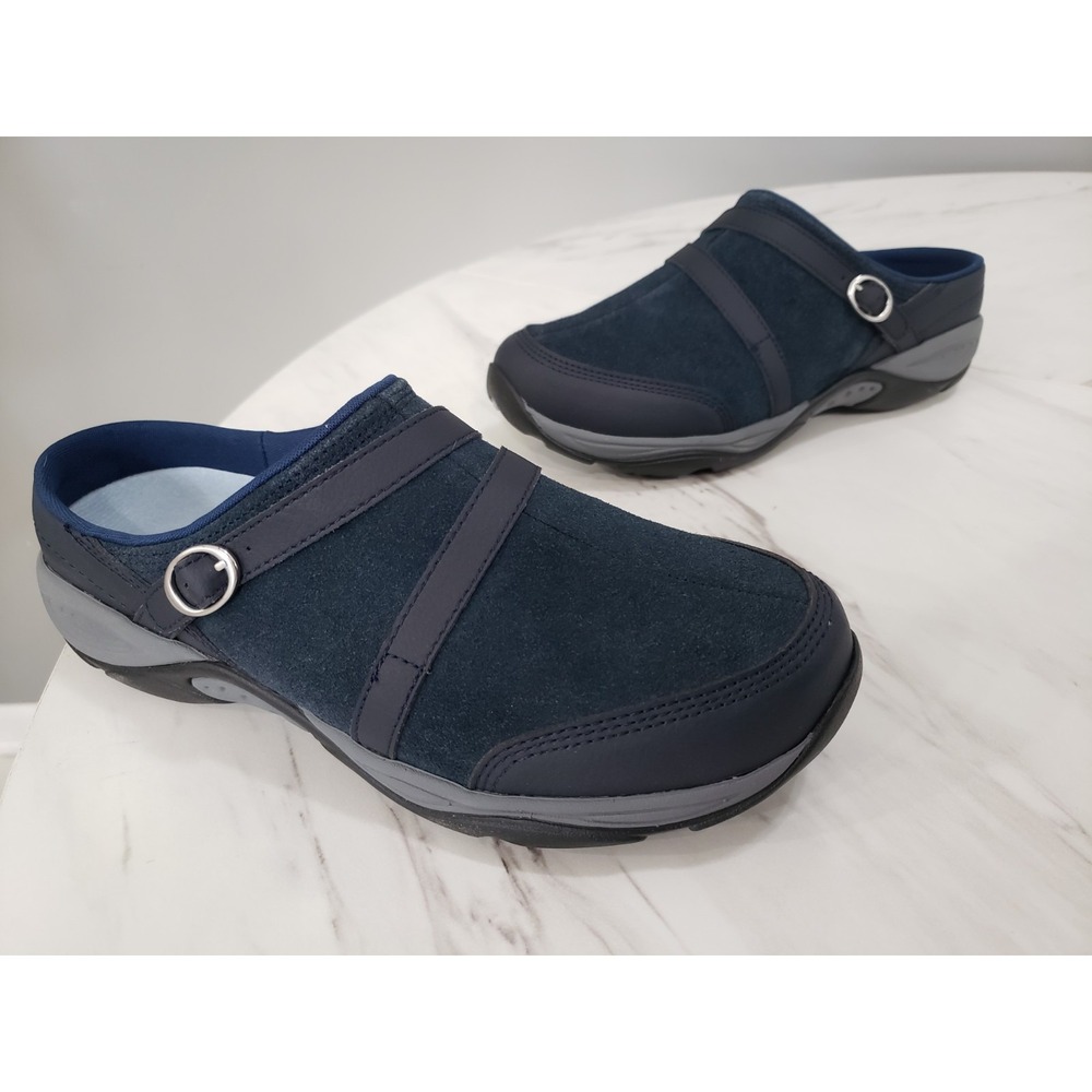 NEW NO BOX Easy Spirit Z2615* Womens Navy Leather Equinox Mule Clogs Size 8 WIDE